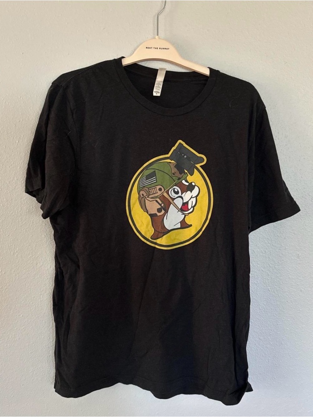 Black Graphic T-Shirt with Yellow Badge Buckees tactical